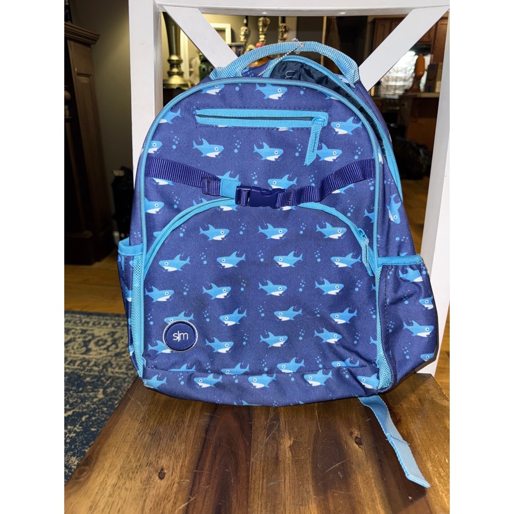 Simple Modern Fletcher Kids Backpack Navy Blue Shark Print School Bag